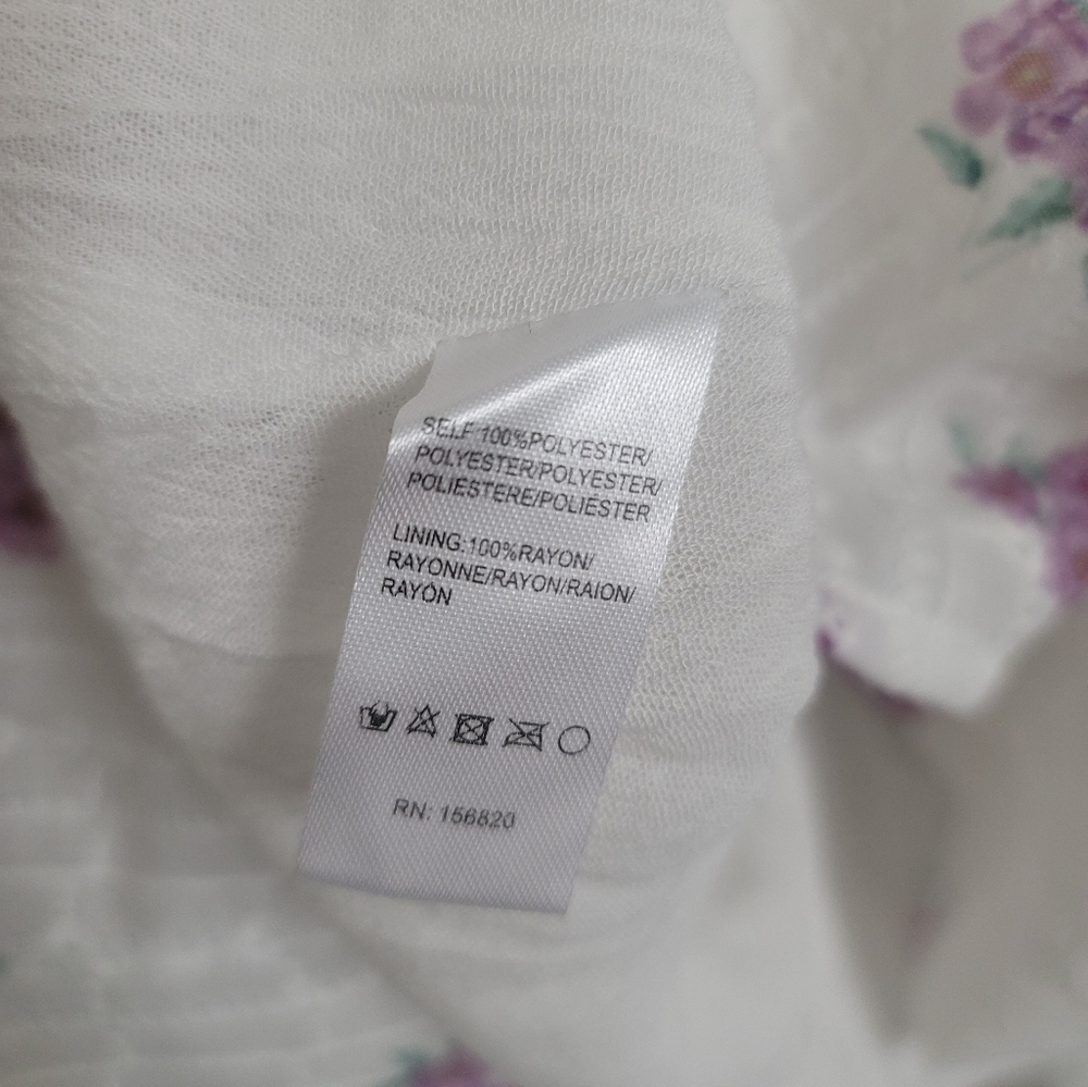 Allison New York White&Purple Embroidered Drop-Waist Mini Dress Size M Feminine - Picture 15 of 16